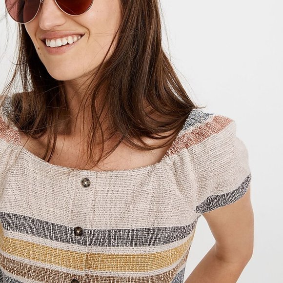 Madewell (Texture and Thread) Button-Front Top in Stripe Size XS - Picture 2 of 9